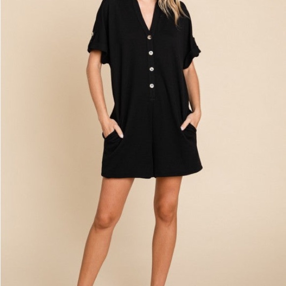 Black Button-Up Romper